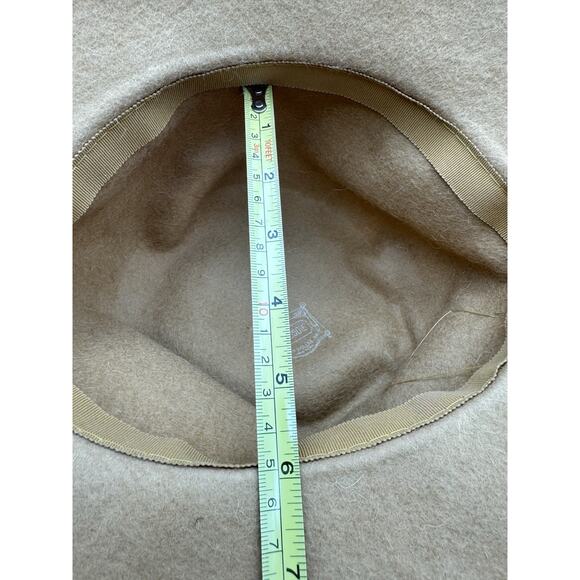 Melosoie Henry Pollak Yellow 100% Wool Hat with Ribbon Band Feather 10” Derby 7 - Picture 7 of 9